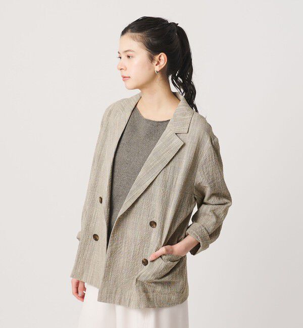BEAUTY&YOUTH UNITED ARROWS「【WEB限定】グレンチェック ダブルジャケット ウォッシャブル」|テーラードジャケット|BEIGE
