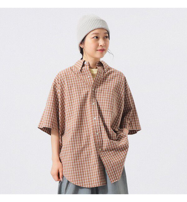 BEAMSBOY「ボーイ チェック ビッグ ボタンダウン シャツ」|シャツ・ブラウス|BROWN