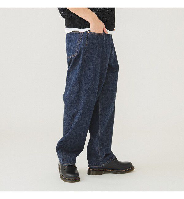 BEAMS「BEAMS｜Wide Denim Pants｜5ポケット ヴィンテージディテール｜スピンドル仕様 ベルトレス」|デニム|