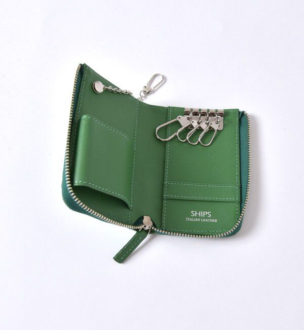 SHIPS「SHIPS:【SAFFIANO LEATHER】 イタリアンレザー キーケース」|キーケース|グリーン