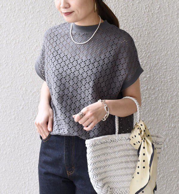 SHIPS for women「【WEB限定】〈手洗い可能〉アイレット クルーネック プルオーバー」|Tシャツ・カットソー|