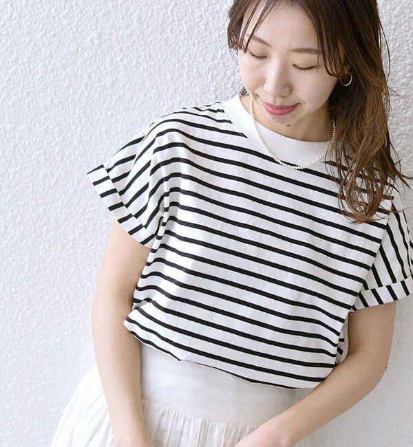 SHIPS any「SHIPS any:〈抗菌防臭/洗濯機可能〉USAコットン フレンチスリーブ TEE」|Tシャツ・カットソー|