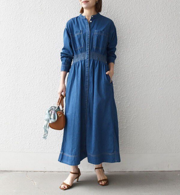 SHIPS any「SHIPS any: シャーリング デニム ポケット ワンピース ［SHIPS any DENIM］」|ワンピース|
