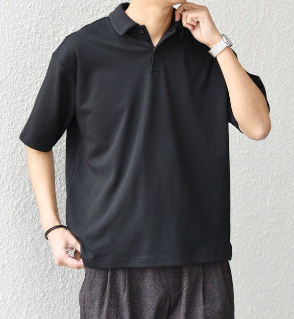 SHIPS any「【WEB限定】SHIPS any:〈接触冷感〉COOL TOUCH スムース リラックス ポロシャツ◇」|ポロシャツ|ブラック