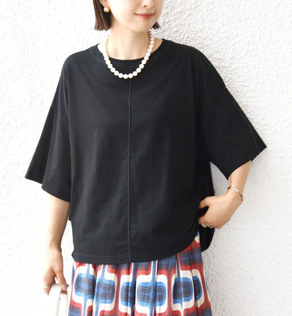 SHIPS for women「裾タック コクーン ショートスリーブ プルオーバー」|Tシャツ・カットソー|ブラック