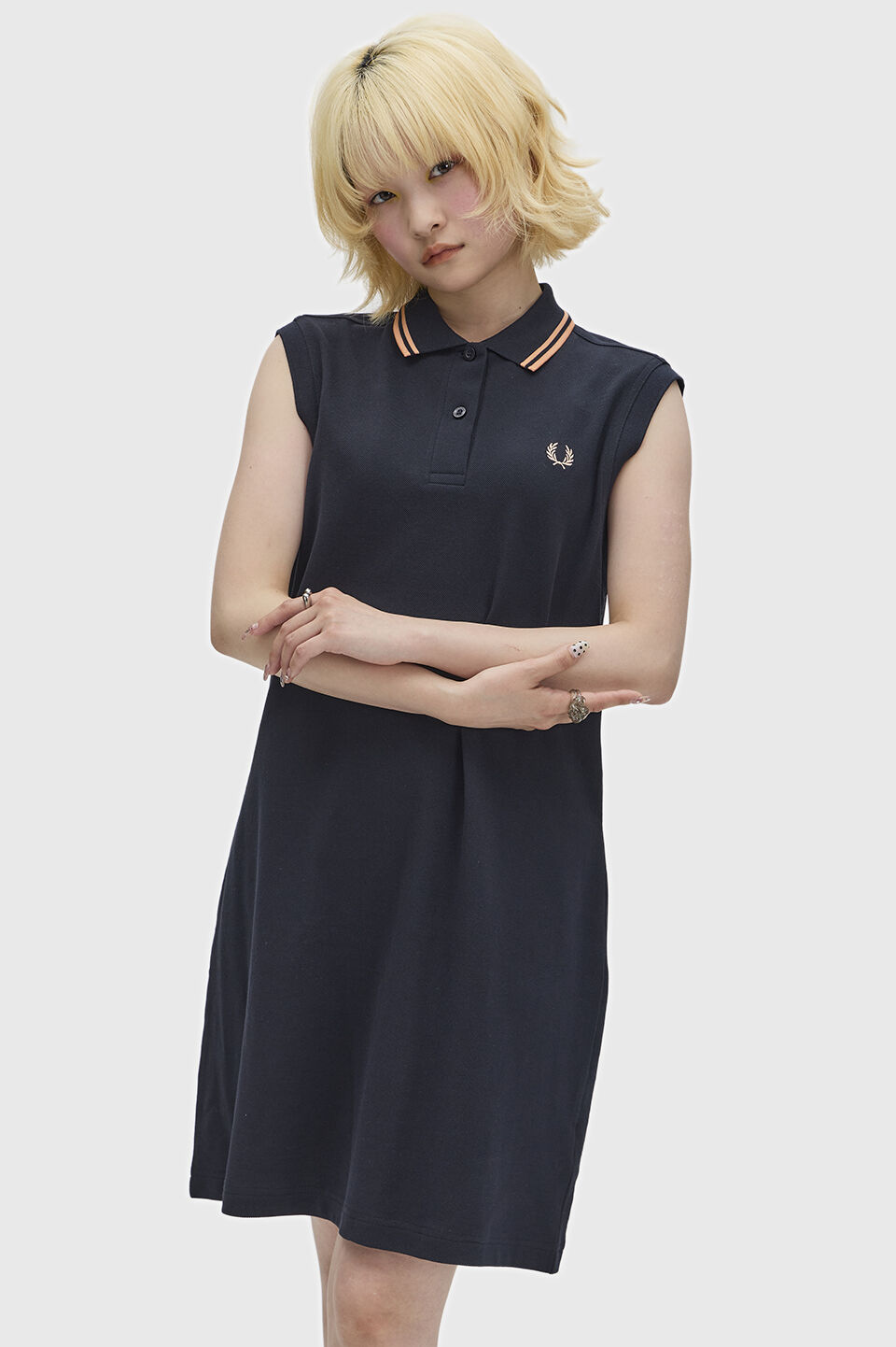 FRED PERRY 「The Sleeveless Fred Perry Shirt Dress」|ワンピース|NAVY