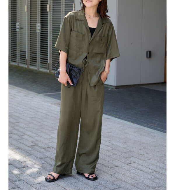 OUTDOOR PRODUCTS Usual Things「ヴィンテージタンブラーサテンオープンカラーシャツ　セットアップ対応」|シャツ・ブラウス|