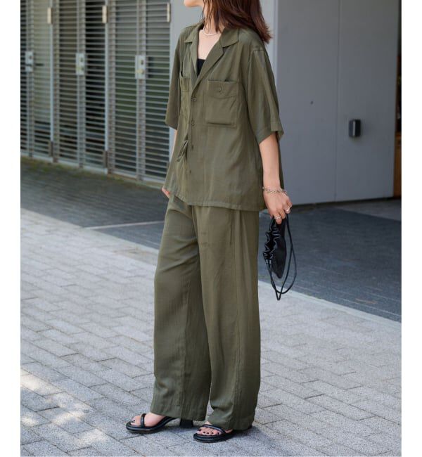 OUTDOOR PRODUCTS Usual Things「ヴィンテージタンブラーサテンオープンカラーシャツ　セットアップ対応」|シャツ・ブラウス|