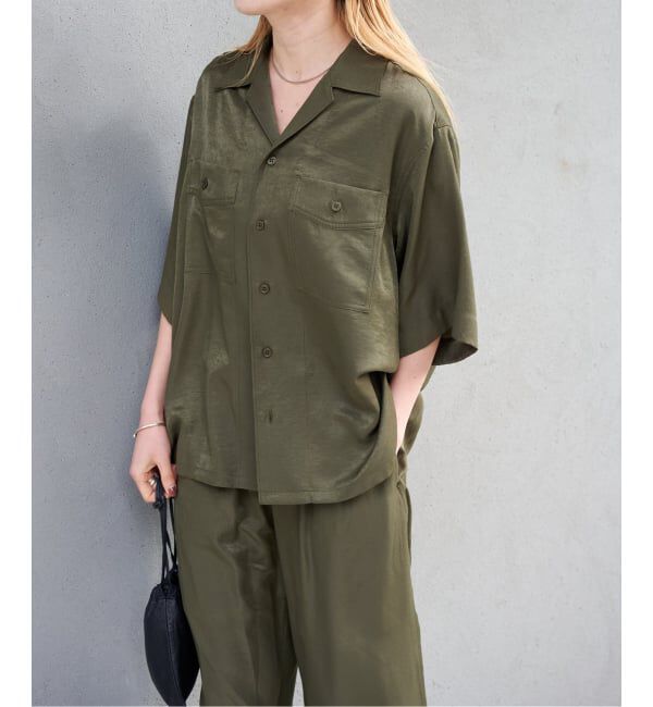 OUTDOOR PRODUCTS Usual Things「ヴィンテージタンブラーサテンオープンカラーシャツ　セットアップ対応」|シャツ・ブラウス|
