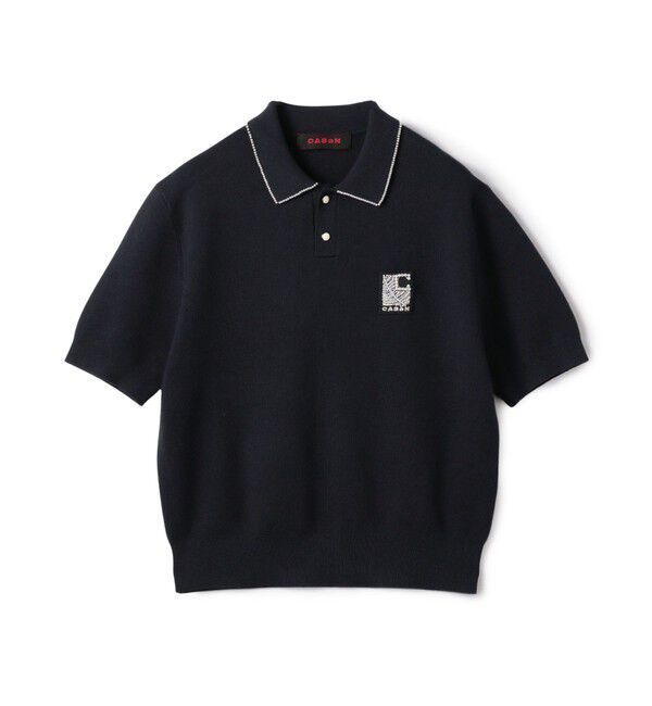 CABaN「コットンカシミヤ パールポロプルオーバー」|ニット・セーター|69 ネイビー