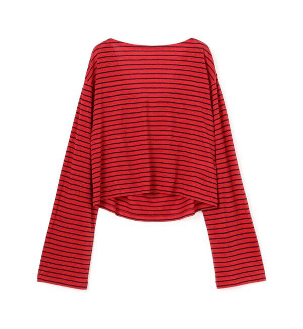 BACCA「リネンボーダー ネックドレープTシャツ」|Tシャツ・カットソー|36 レッド系