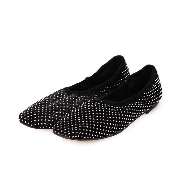 TOMORROWLAND GOODS「PELLICO SUNNY Velvet stone フラットシューズ」|バレエシューズ|19 ブラック