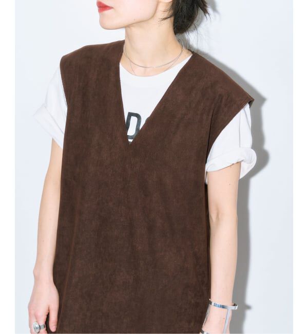  「《予約》FAUX SUEDE I-LINE DRESS：ワンピース」|ワンピース|