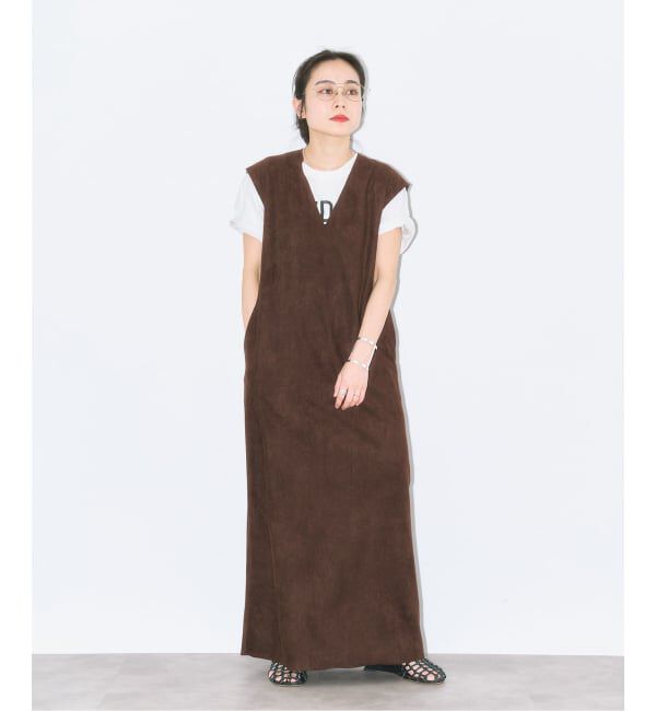  「《予約》FAUX SUEDE I-LINE DRESS：ワンピース」|ワンピース|