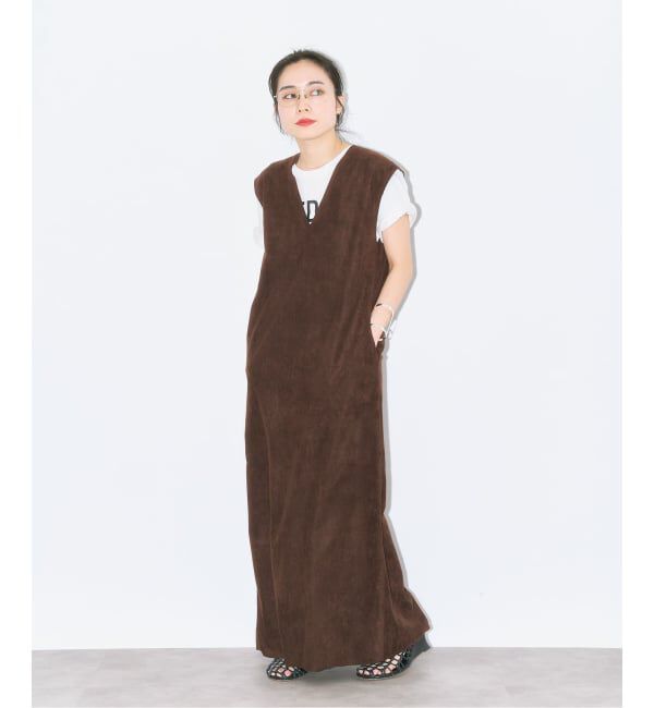  「《予約》FAUX SUEDE I-LINE DRESS：ワンピース」|ワンピース|