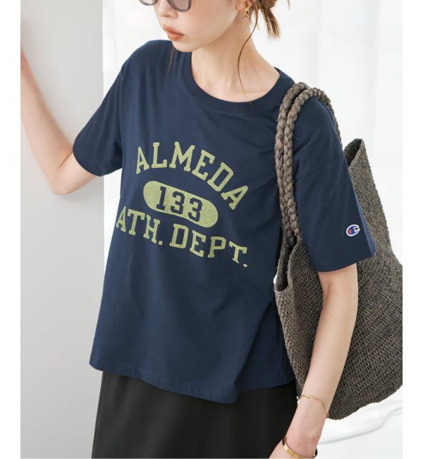 SLOBE IENA「Champion/チャンピオン SLOBE別注 ロゴTシャツ」|Tシャツ・カットソー|ネイビー