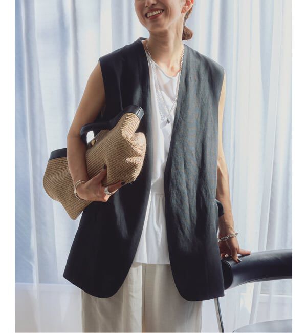 VERMEIL par iena「《セットアップ可》Cool Touch リネンジレ」|その他|ブラック
