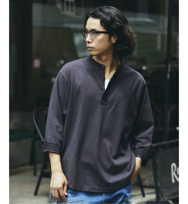 JOURNAL STANDARD relume「ガーメントダイ スリーピング ヘンリーネック Tシャツ」|Tシャツ・カットソー|ブラック B