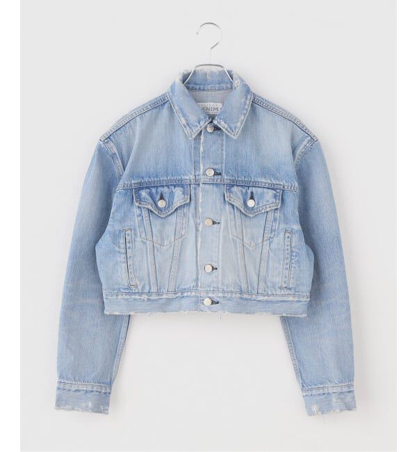 JOURNAL STANDARD「【HOLIDAY/ホリデイ】 DAMAGE DENIM PADDED SHOULDER JAC」|デニムジャケット|ブルー A