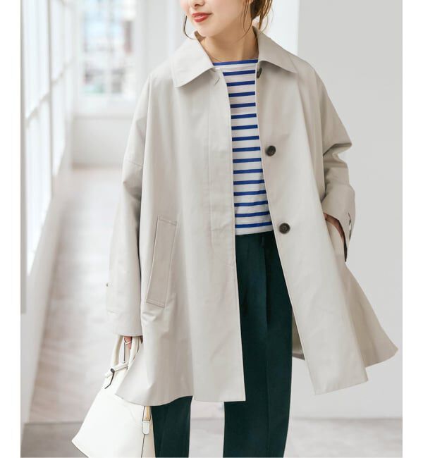 Spick and Span「T/Cギャバステンカラーハーフコート」|ステンカラーコート|