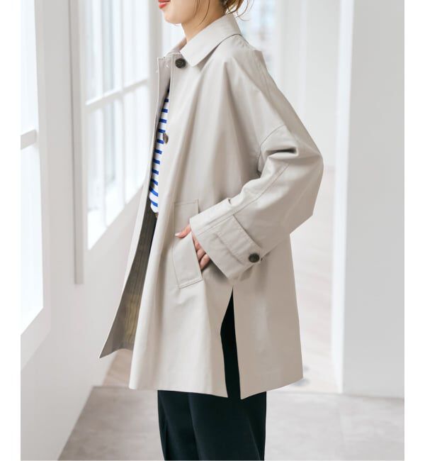 Spick and Span「T/Cギャバステンカラーハーフコート」|ステンカラーコート|