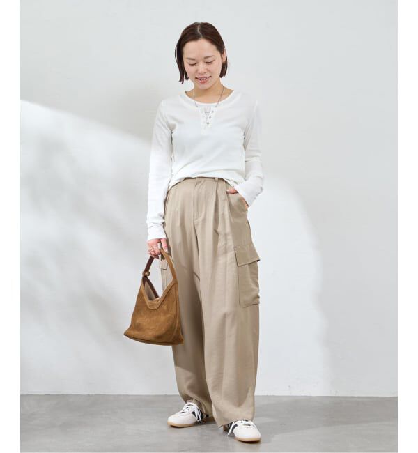 U by SPICK&SPAN「フェードサテンカーゴスラックス」|カーゴ|