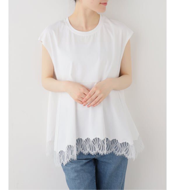  「【洗える】CHIGNON/シニヨン  レースフレンチカットソー」|Tシャツ・カットソー|