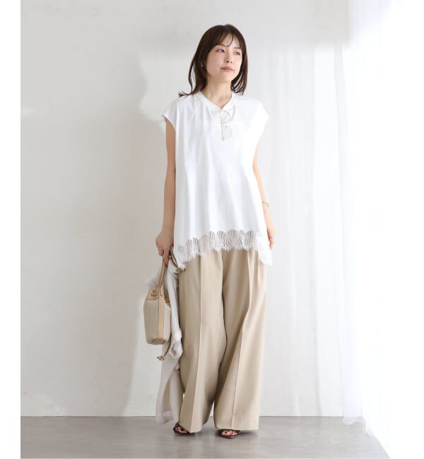  「【洗える】CHIGNON/シニヨン  レースフレンチカットソー」|Tシャツ・カットソー|
