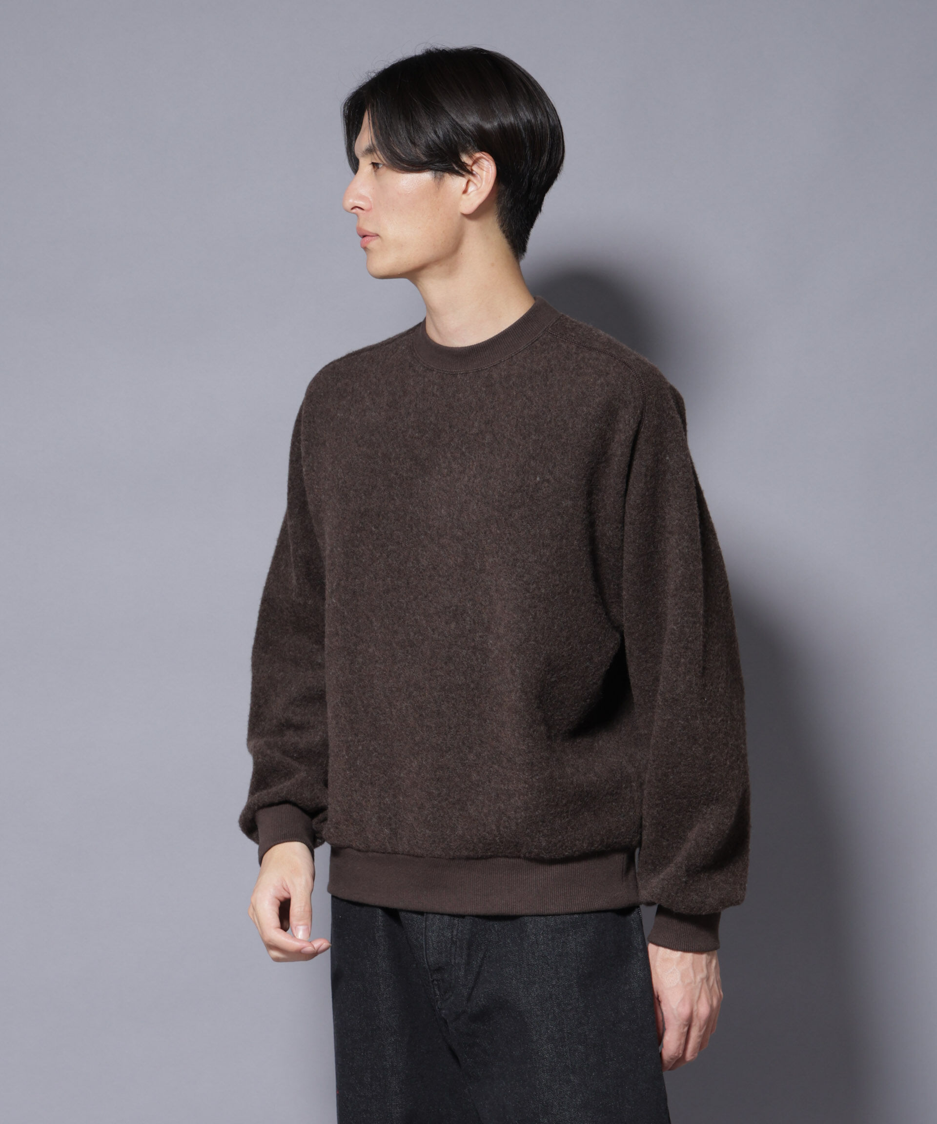 nano･universe「MIYATA&times;NANO JAPANMADE ウール/コットン スウェット」|Tシャツ・カットソー|ブラウン