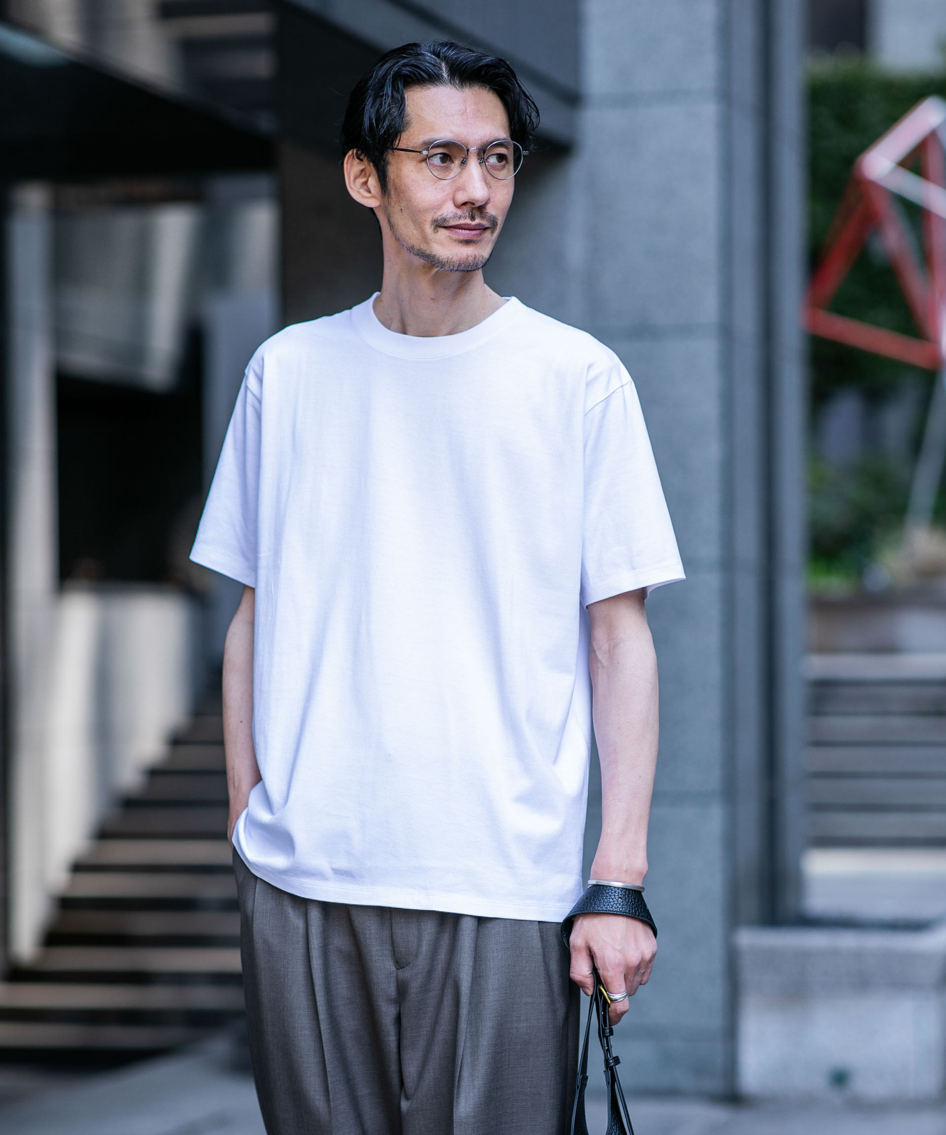 nano･universe「Anti Soaked(R) 汗染み防止 ライトウェイト 5.6oz ミドルシルエットTシャツ」|Tシャツ・カットソー|