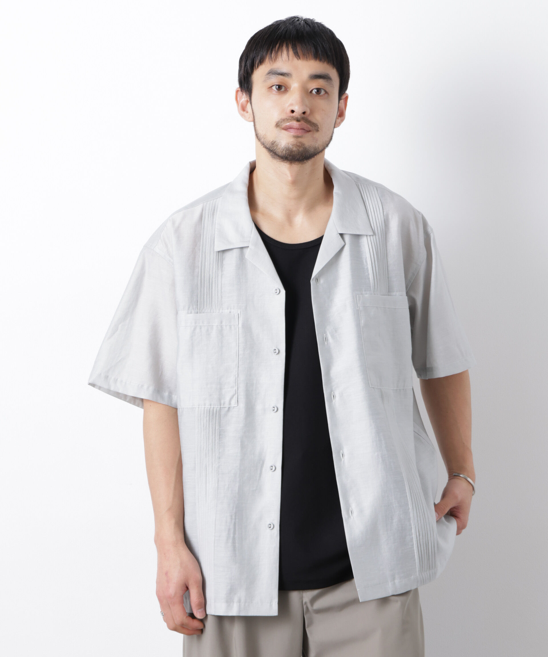 nano･universe「｢Meaningful Continuity｣coveross(R) ﾂｲﾙ調 冷感ﾌﾟﾚｰﾃｨﾝｸﾞ天竺 ﾀﾝ  」|Tシャツ・カットソー|