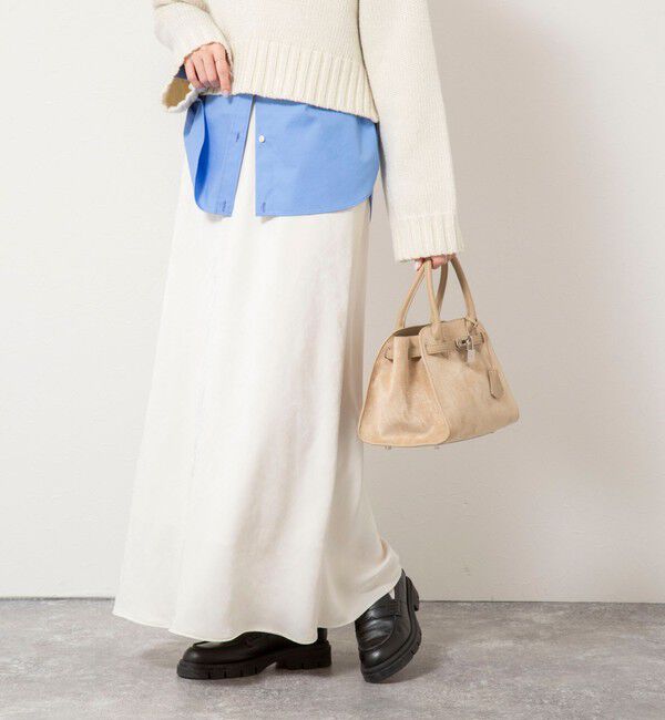 NOLLEY'S sophi「ウォッシャブルスエードサテンナロースカート」|タイト|オフホワイト