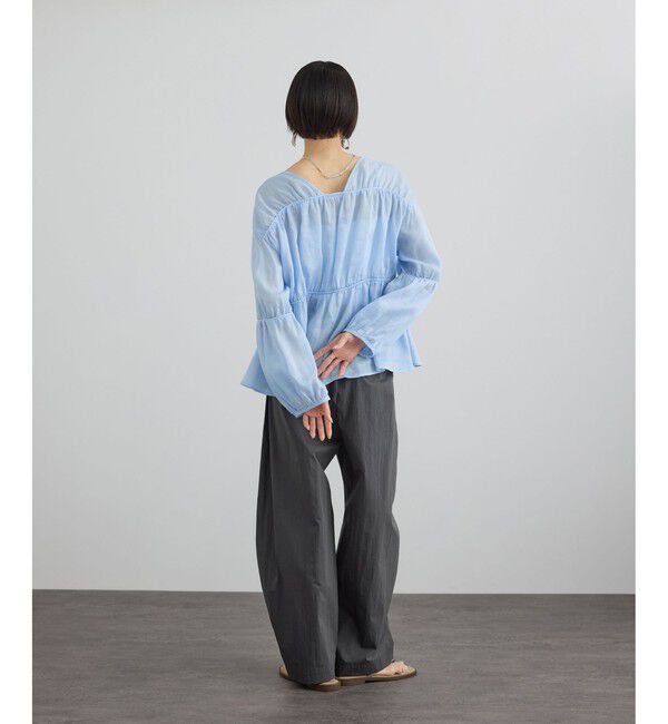 SALON adam et rope'「【WEB限定】シアーラミーカルゼギャザーブラウス / イージーケア」|シャツ・ブラウス|