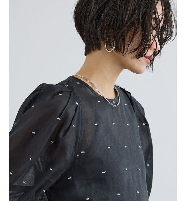 SALON adam et rope'「【WEB限定】ラメドットシアーボリュームスリーブブラウス / イージーケア」|シャツ・ブラウス|