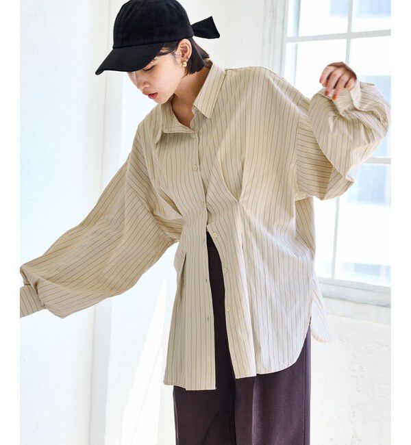 VIS「【WEB/一部店舗限定】ウエストタックオーバーサイズシャツ」|シャツ・ブラウス|