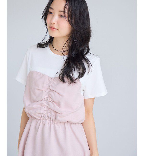 VIS「【WEB限定】美easyリネンライクシャーリングビスチェドッキングトップス/イージーケア・接触冷感」|Tシャツ・カットソー|