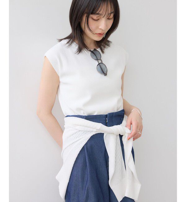 VIS「【WEB限定カラー】ICE BEAUTY 美人スリーブニットプルオーバ/UVケア・接触冷感」|ニット・セーター|