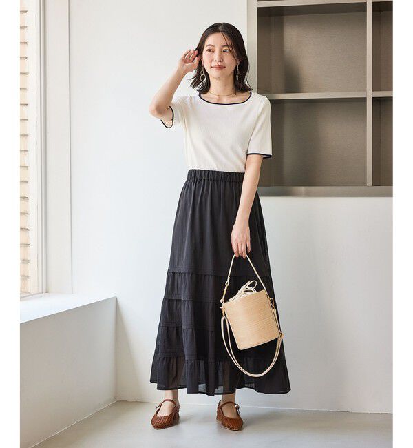 Rope&rsquo;Picnic「【ちゃんと+かわいい保証】シャーベットニット リブハーフスリーブニット/UVケア」|ニット・セーター|