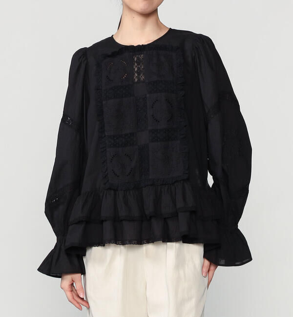  「crinkle crinkle crinkle | フロントタペストリー 2WAYブラウス WOMEN」|シャツ・ブラウス|BLACK