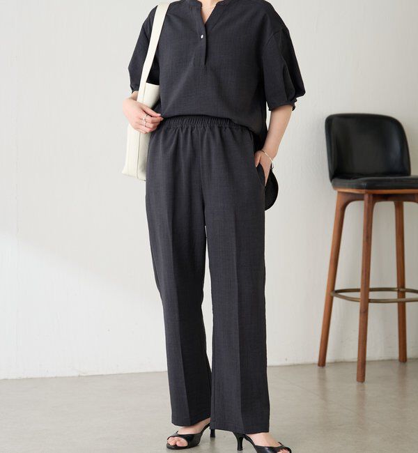  「【コーデが決まる】 スキッパーシャツセットアップ」|ワンピース|チャコールグレー