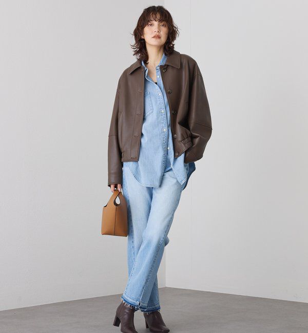  「【RIMH】【取り外し可能肩パッド付き】ショルダーパッドロングシャツ」|シャツ・ブラウス|