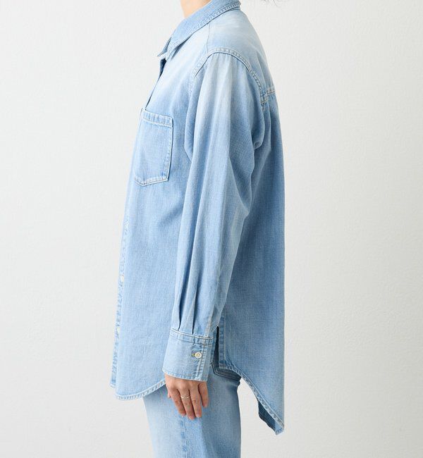  「【RIMH】【取り外し可能肩パッド付き】ショルダーパッドロングシャツ」|シャツ・ブラウス|