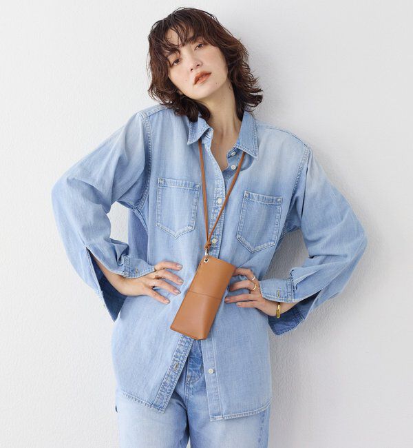  「【RIMH】【取り外し可能肩パッド付き】ショルダーパッドロングシャツ」|シャツ・ブラウス|
