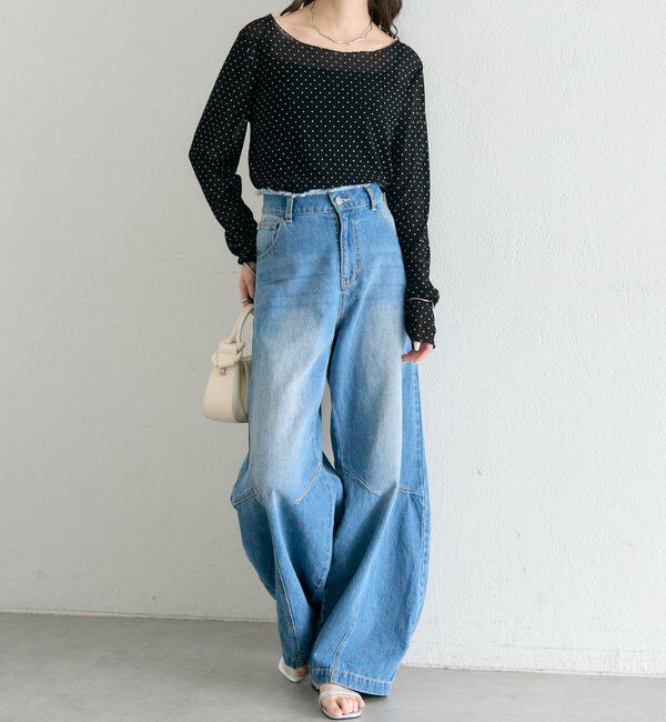  「バックシャンドットチュールロンT」|Tシャツ・カットソー|