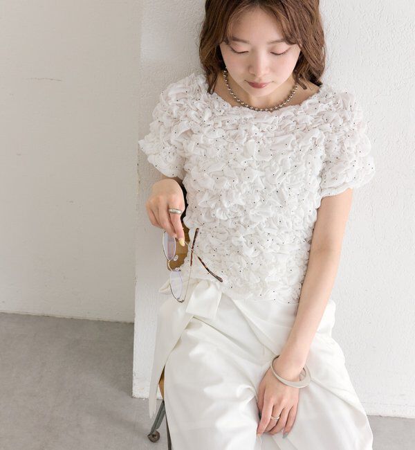  「ふわふわシャーリングTシャツ」|Tシャツ・カットソー|