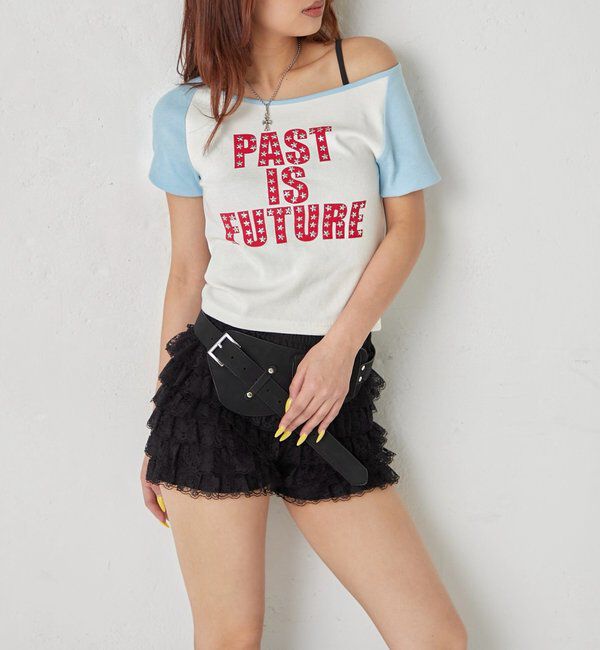  「スタースタッズラグラン半袖ロゴトップス」|Tシャツ・カットソー|