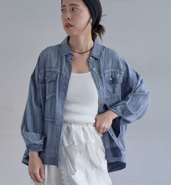  「【再入荷】シアーデニムシャツ」|シャツ・ブラウス|サックスブルー