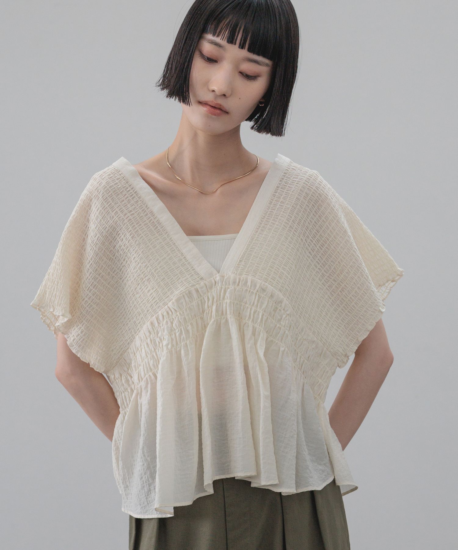 LOWRYS FARM「ヨウリュウシャーリングショートフレンチスリーブ」|シャツ・ブラウス|NTL