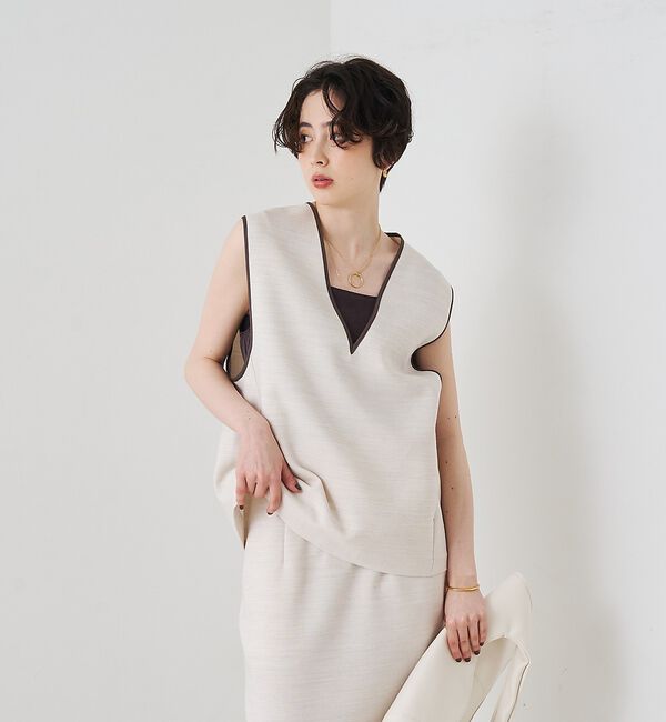 Rouge vif「【セットアップ対応】麻調ダブルクロスベスト/ジレ【予約】」|ベスト・ジレ|