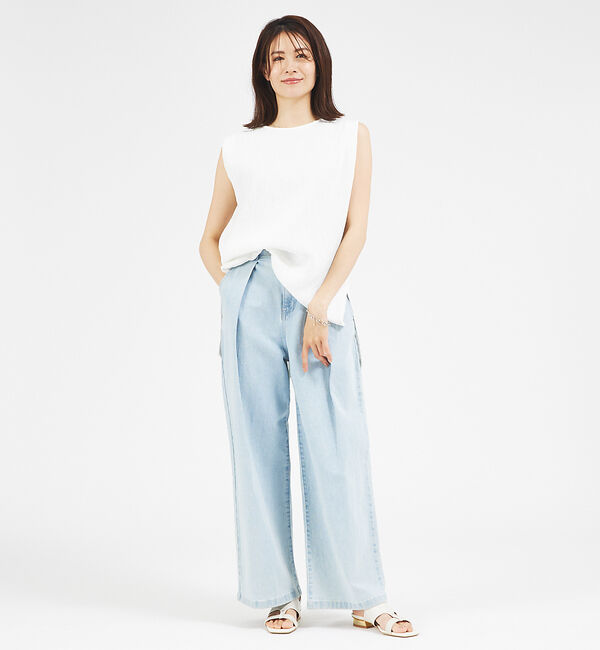 abahouse mavie「【セットアップ対応】楊柳バックジップノースリプルオーバー」|シャツ・ブラウス|